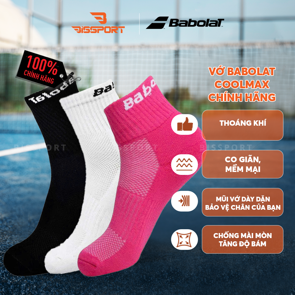 Vớ Thể Thao Pickleball / Tennis Babolat Chính Hãng - Co Giản - Êm Ái - Thoáng Khí - Bền Bỉ - Chống Trượt - Nhẹ